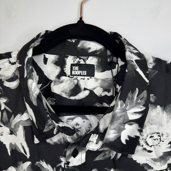The Kooples Floral Button Up XXL Watercolor Garden Shirt Designer Black White - Picture 2 of 11